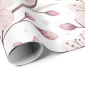 Pink Cherry Blossom Sakura Muster auf Weiß (2) Geschenkpapier (Rolleneckpunkt)