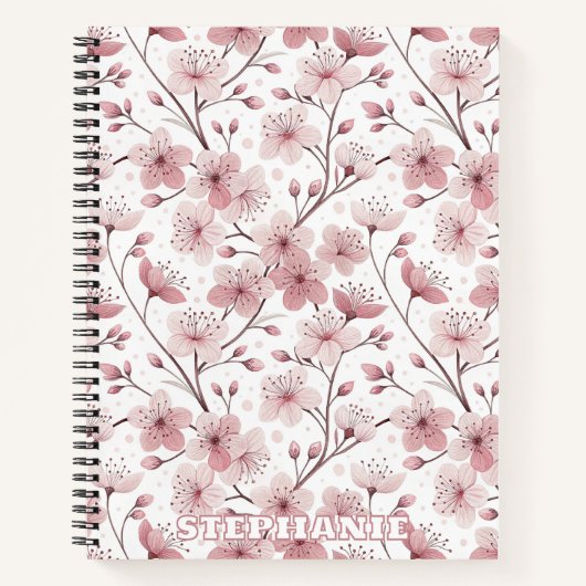 Pink Cherry Blossom Sakura Muster auf Weiß (2) Notizblock (Vorderseite)