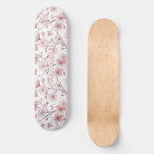 Pink Cherry Blossom Sakura Muster auf Weiß (2) Skateboard (Vorderseite)
