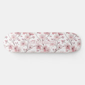 Pink Cherry Blossom Sakura Muster auf Weiß (2) Skateboard (Horizontal)