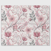 Pink Cherry Blossom Sakura Muster auf Weiß (3) Geschenkpapier (Flach)