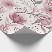 Pink Cherry Blossom Sakura Muster auf Weiß (3) Geschenkpapier (Ecke)