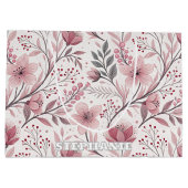 Pink Cherry Blossom Sakura Muster auf Weiß (3) Große Geschenktüte (Rückseite)