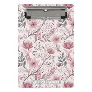 Pink Cherry Blossom Sakura Muster auf Weiß (3) Mini Klemmbrett