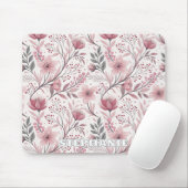 Pink Cherry Blossom Sakura Muster auf Weiß (3) Mousepad (Mit Mouse)