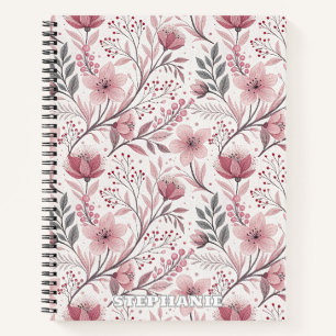Pink Cherry Blossom Sakura Muster auf Weiß (3) Notizblock