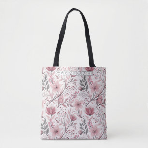 Pink Cherry Blossom Sakura Muster auf Weiß (3) Tasche
