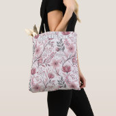 Pink Cherry Blossom Sakura Muster auf Weiß (3) Tasche (Von Nahem)