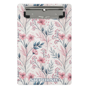 Pink Cherry Blossom Sakura Muster auf Weiß (4) Mini Klemmbrett