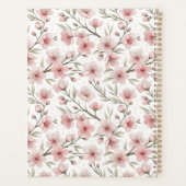 Pink Cherry Blossom Sakura Muster auf Weiß (5) Planer (Rückseite)