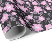 Pink Cherry Blossom Sakura Orientale Blume Muster Geschenkpapier (Rolleneckpunkt)