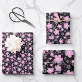 Pink Cherry Blossom Sakura Orientales Blumenmuster Geschenkpapier Set