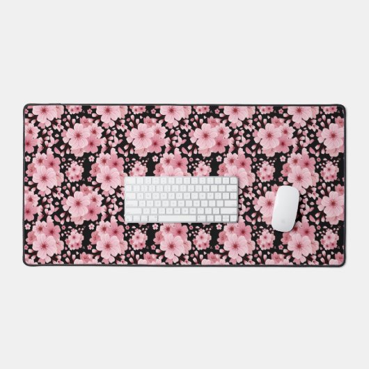 Pink Cherry Blossom Sakura Orientales Blumenmuster Schreibtischunterlage (Tastatur & Maus)
