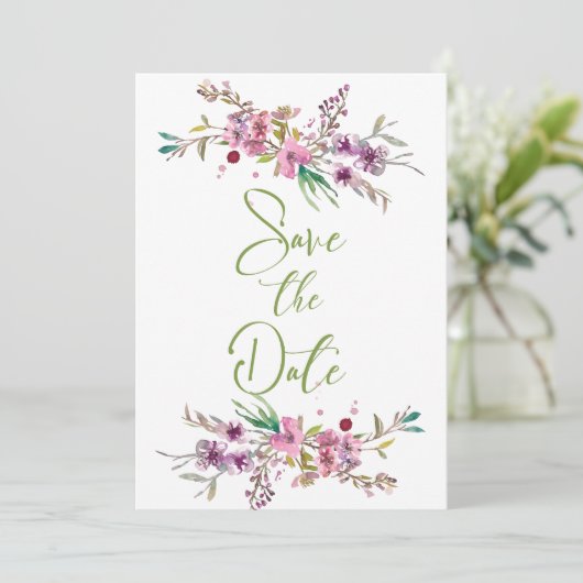 Pink Cherry Blossom Save the Date (Stehend Vorderseite)