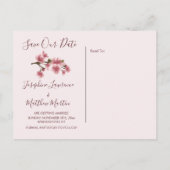 Pink Cherry Blossom Save the Date Ankündigungspostkarte (Rückseite)