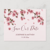 Pink Cherry Blossom Save the Date Ankündigungspostkarte (Vorderseite)