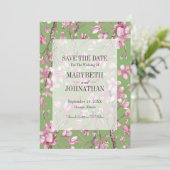 Pink Cherry Blossom Save the Date Karte (Stehend Vorderseite)
