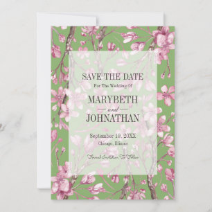 Pink Cherry Blossom Save the Date Karte
