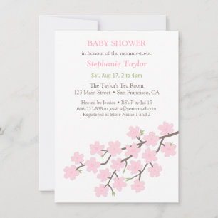 Pink Cherry Blossom Spring Baby Shower Einladungen