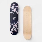 Pink Cherry Blossom Starry Night Sky Monogram Skateboard (Vorderseite)