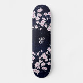 Pink Cherry Blossom Starry Night Sky Monogram Skateboard (Vorderseite)