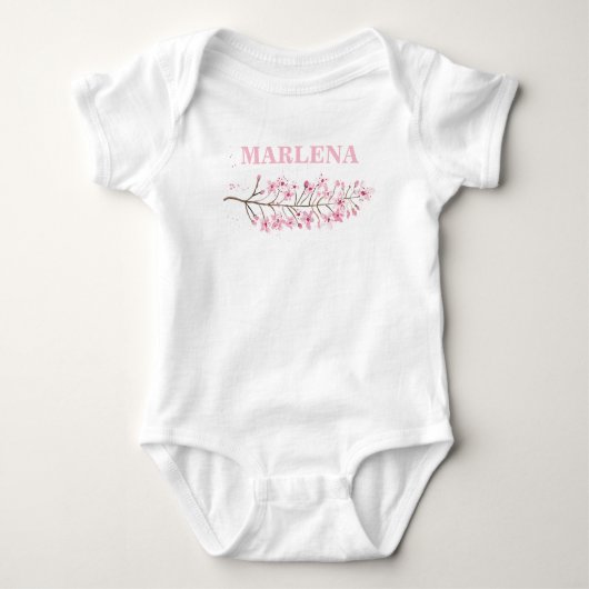 Pink Cherry Blossom Tree Baby Name Strampler (Vorderseite)