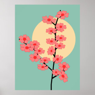 Pink Cherry Blossom und Sun Poster