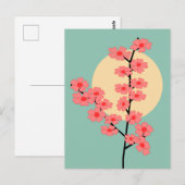 Pink Cherry Blossom und Sun Postkarte (Vorne/Hinten)