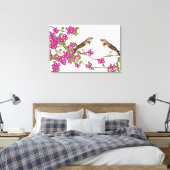 Pink Cherry Blossom Vintage Liebesvögel Leinwanddruck (Insitu (Schlafzimmer))