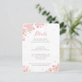 Pink Cherry Blossom Wedding Details Umschließkarte Einladung (Stehend Vorderseite)