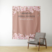 Pink Cherry Blossom Wedding Foto Stand Hintergrund Wandteppich (Beispiel)