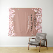 Pink Cherry Blossom Wedding Foto Stand Hintergrund Wandteppich (Beispiel (Horizontal))