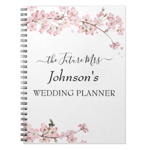 Pink Cherry Blossom Wedding Plan Notebook Notizblock