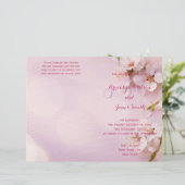 Pink Cherry Blossom Wedding Programs Flyer (Stehend Vorderseite)