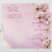 Pink Cherry Blossom Wedding Programs Flyer (Vorne/Hinten)