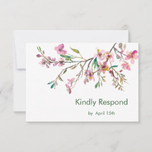 Pink Cherry Blossom Wedding RSVP Karte