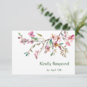Pink Cherry Blossom Wedding RSVP Karte (Stehend Vorderseite)