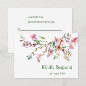 Pink Cherry Blossom Wedding RSVP Karte (Vorne/Hinten)