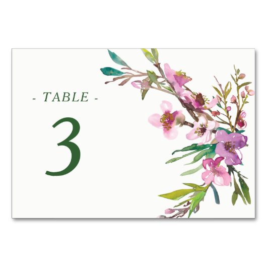 Pink Cherry Blossom Wedding Tischnummer (Vorderseite)