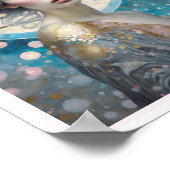 Pink Cherry Blossom Woman Art Deco Circles Poster (Ecke)