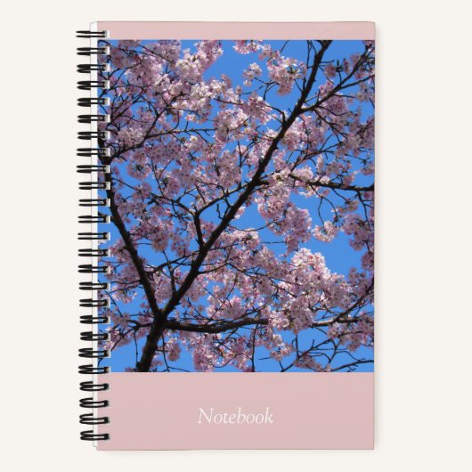 Pink Cherry Blossoms 5,5"x8,5" Notebook Notizblock (Vorderseite)