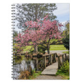 Pink Cherry Blossoms and Wooden Footbridge Notizblock (Vorderseite)