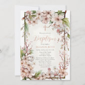 Pink Cherry Blossoms Girl Spring Floral Taufe Einladung (Vorderseite)