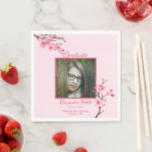 Pink Cherry Blossoms Graduation Party Serviette (Beispiel)