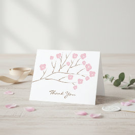 Pink Cherry Blossoms Hochzeit Dankeskarte