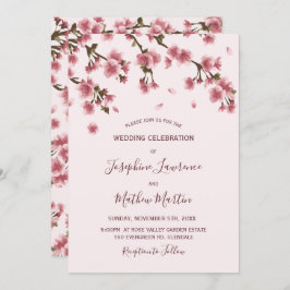 Pink Cherry Blossoms Hochzeit Einladung