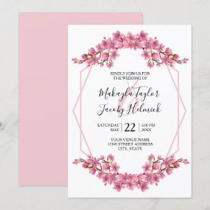 Pink Cherry Blossoms Hochzeit Einladung