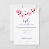Pink Cherry Blossoms Hochzeit RSVP Karte (Vorderseite)