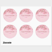 Pink Cherry Blossoms Hochzeit Runder Aufkleber (Blatt)