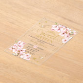 Pink Cherry Blossoms Sweet 16 Sixteen Birthday Acryleinladungen (Ablage )